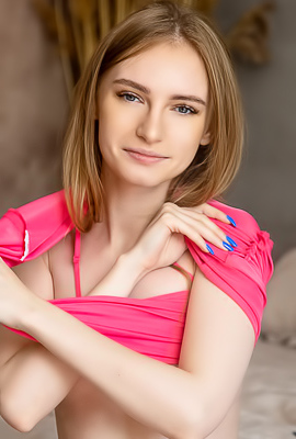 Cute New Model Febe Reveals Her Shaved Pussy And Perky Breasts